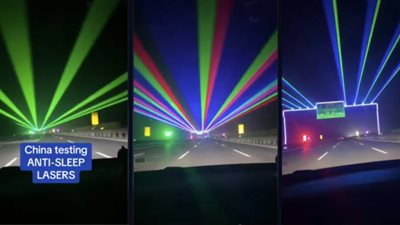 الصين تجرب أضواء ليزر عملاقة لمنع سائقي الشاحنات من النوم