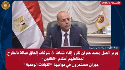 إلغاء نشاط  3 شركات إلحاق عمالة بالخارج لمخالفتهم أحكام  القانون