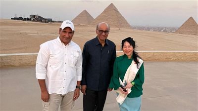 المتحف المصري الكبير ومنطقة أهرامات الجيزة يستقبلان رئيس جمهورية سنغافورة وحرمه