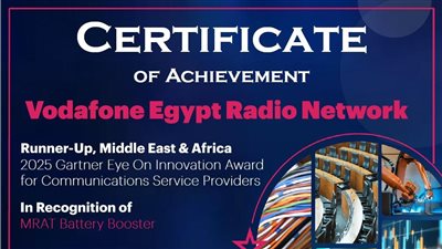 ڤودافون مصر تحصد جائزة Gartner العالمية لتقنيات الذكاء الاصطناعي في تعزيز مرونة الشبكات