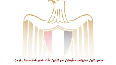 مصر تدين استهداف سفينتين إماراتيتين أثناء عبورهما مضيق هرمز