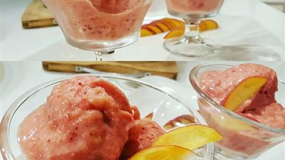  طريقة تحضير آيس كريم الزبادي بالخوخ للشيف سالي فؤاد « للدايت»