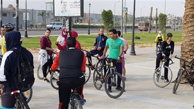 افتتاح مسار الدراجات بطريق جمال عبدالناصر في 6 أكتوبر